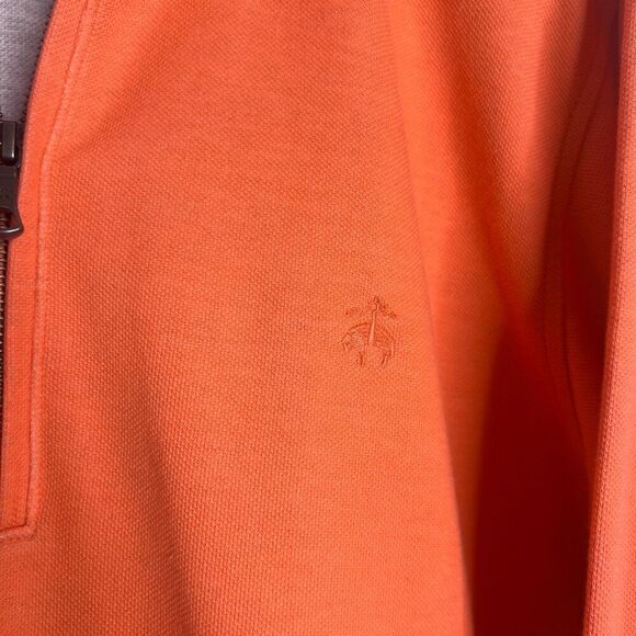 Brooks Brothers Peach Orange 1/4 Zip Long Sleeve Pullover Cotton Blend Sz XL - Picture 3 of 9
